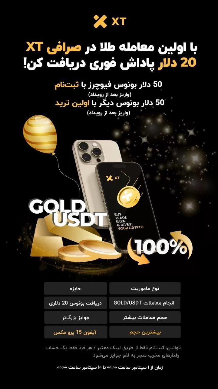 دریافت ۲۰ دلار پاداش فوری با اولین معامله طلا در صرافی XT